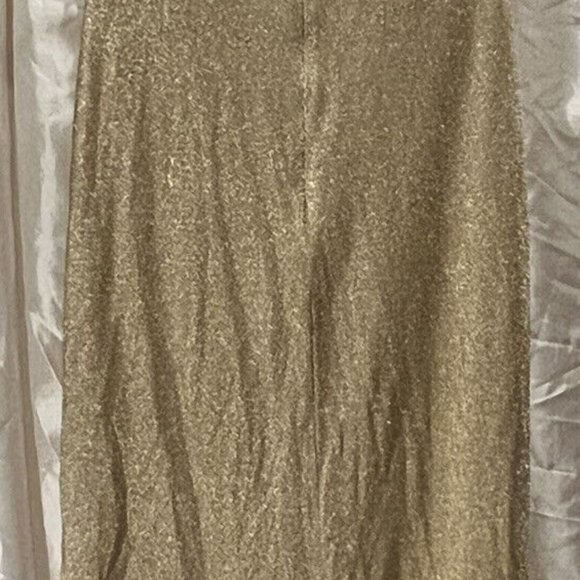 Arianna by Rachel Kaye Asymmetrical Long Shiny Gold Dress Size 6 Formal Prom - Picture 5 of 11